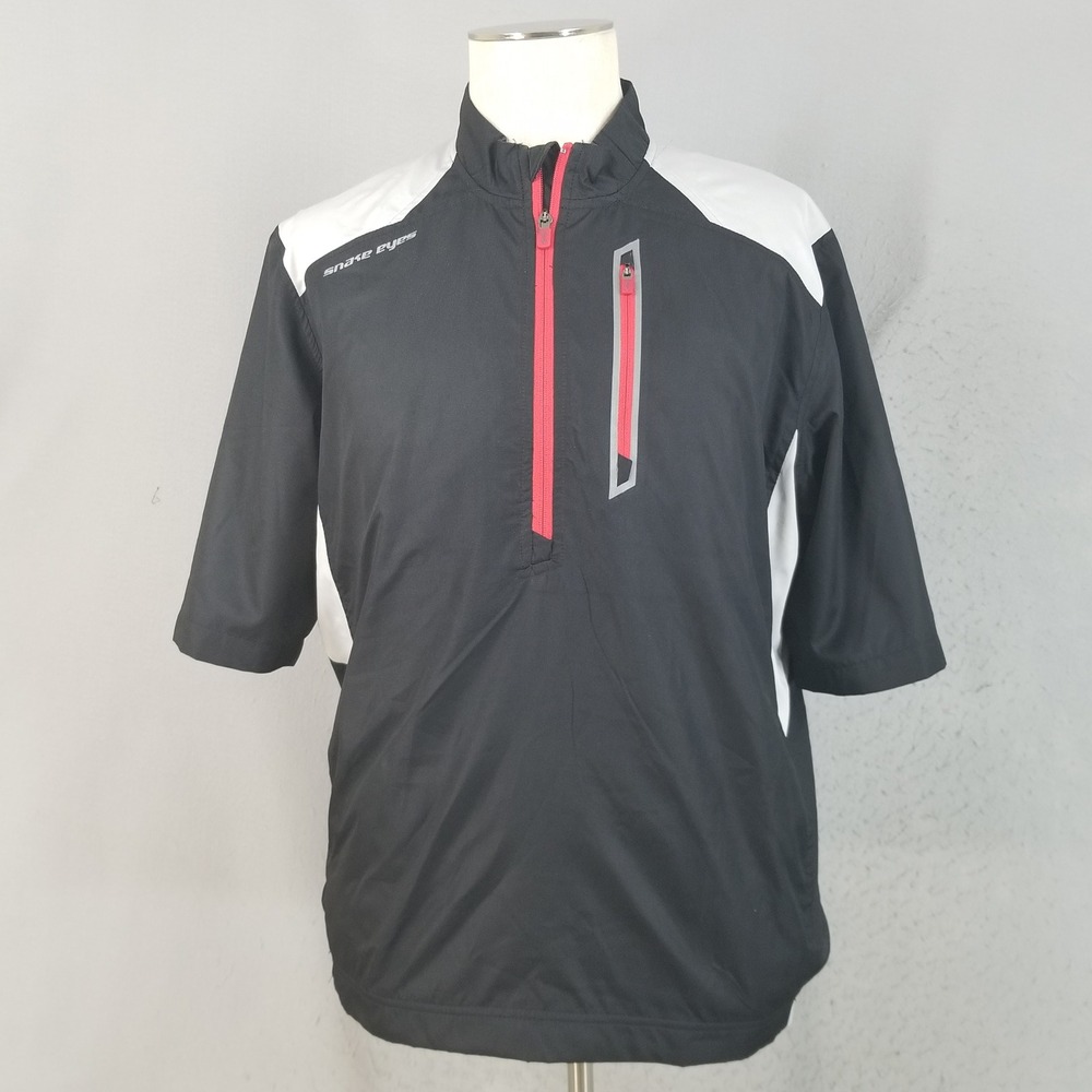 Snake Eyes Windbreaker Men Medium Black Weather-18 Golf Wind Shirt Short Sleeve